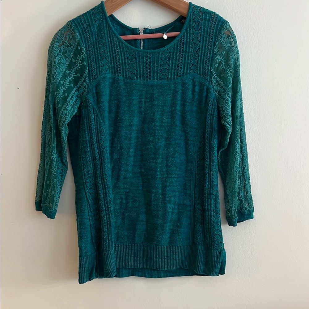 Anthropologie Knitted & Knotted Women’s Lace Sweater Top Size L